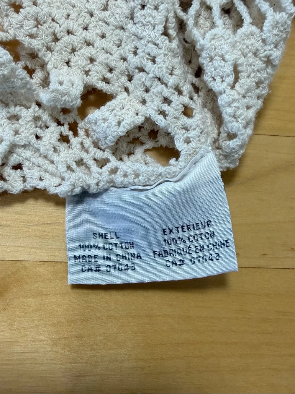 Rebellion Again Cream Full Cotton Crochet Open-Knit Crop Top XL Boho 100% Cotton - Picture 7 of 9